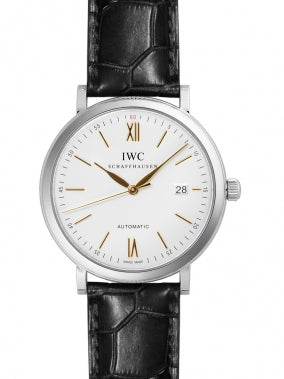 IWC IW356517 Portofino Automatic SS/black leather with silver and gold hands Automatic